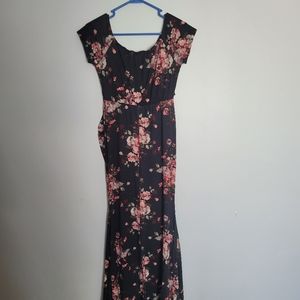 PinkBlush Black floral Off Shoulder Wrap Maternity Photoshoot Gown/Dress